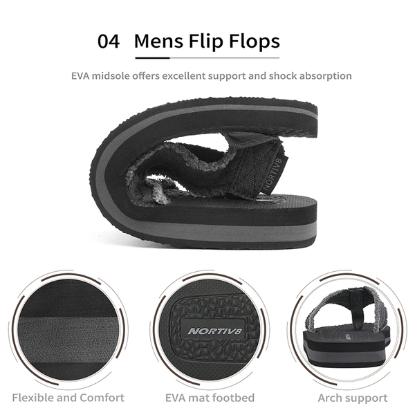 Men's EVA Thong Flip Flops - BLACK GREY - 5
